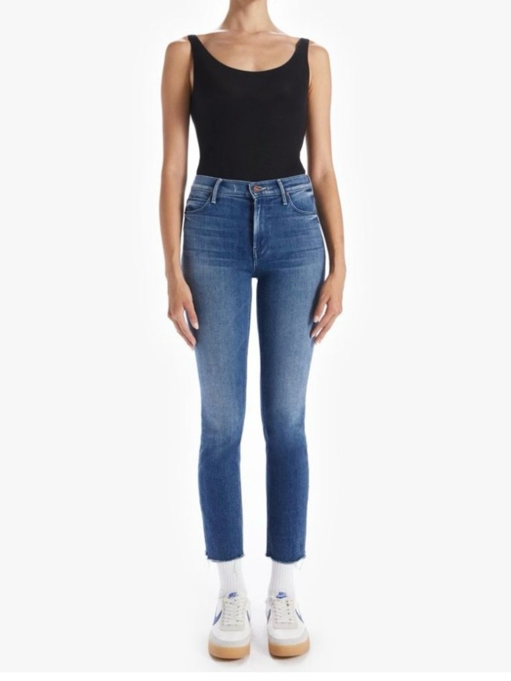 Mother Mid Rise Dazzler Crop Fray Jeans in We’re All In This Together Size 26